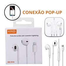 Fone De ouvido Iphone Entrada lightning Conexão direta Kaidi KD-7010 Microfone Controle De Volume Musicas Chamadas Intra-auricular - Imagem 3
